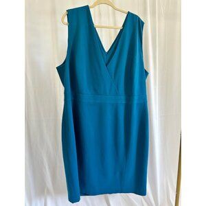 Classiques Entier Women's Plus 24W Peacock Blue Double V-Neck Dress